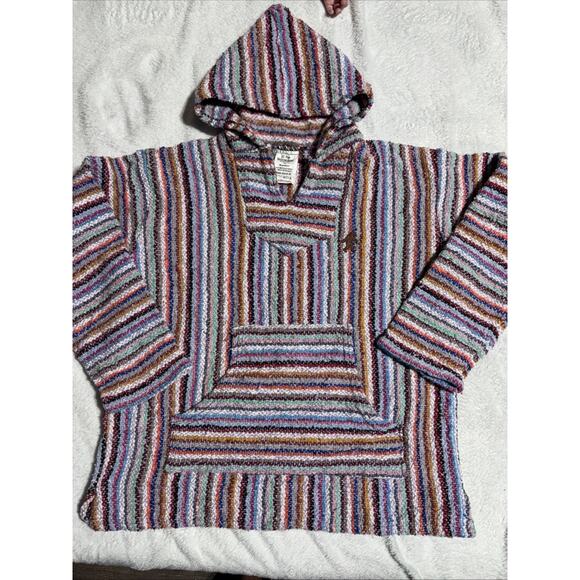 El Paso Saddleblanket Co. Eco Friendly Handmade Striped Baja Hoodie Pullover M - Picture 2 of 5
